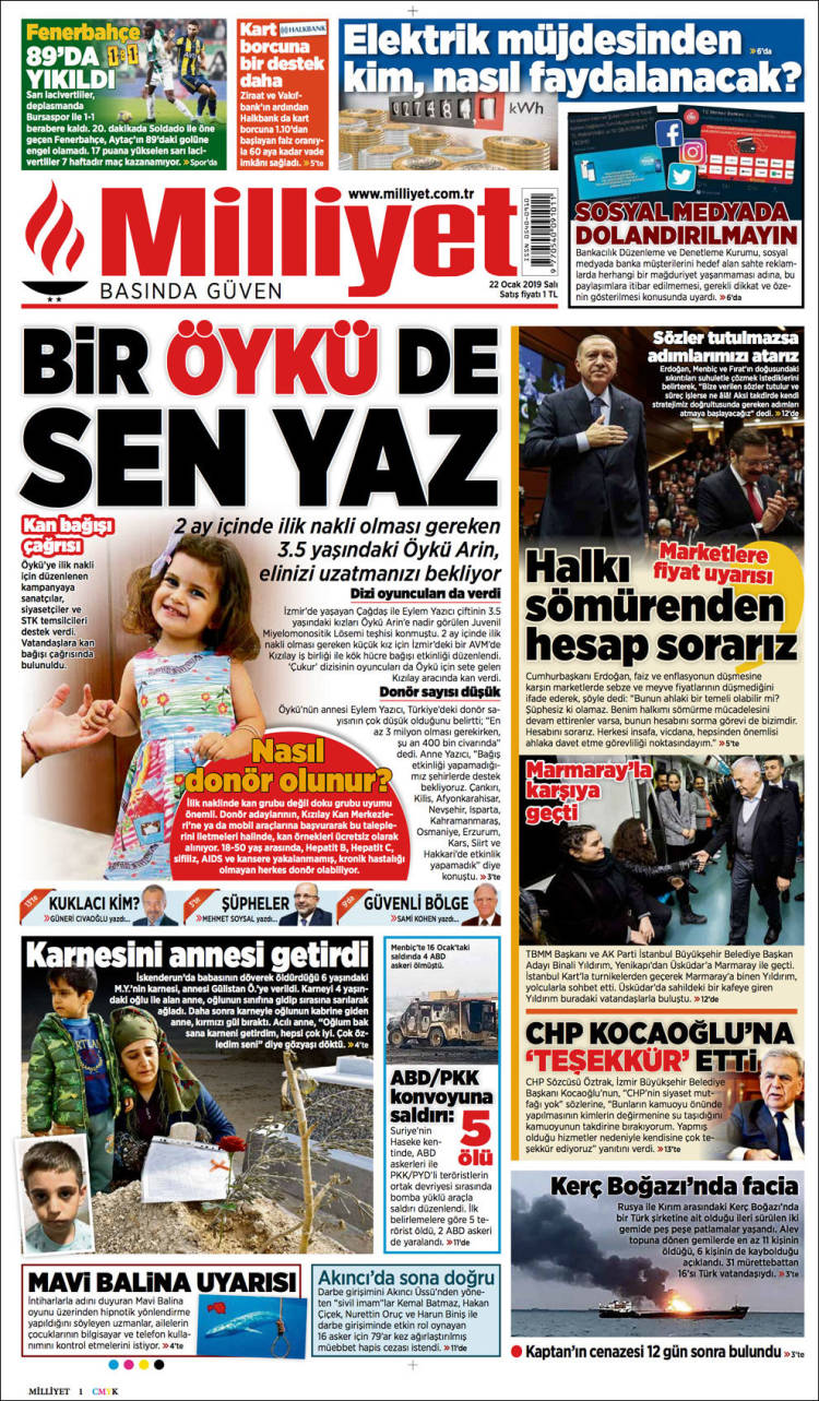 Portada de Milliyet (Turqu&iacute;a)