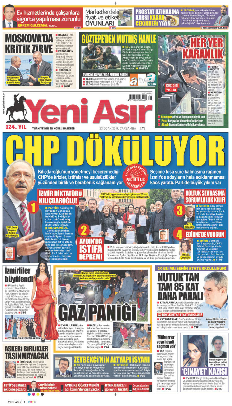 Portada de Yeni Asır (Turqu&iacute;a)