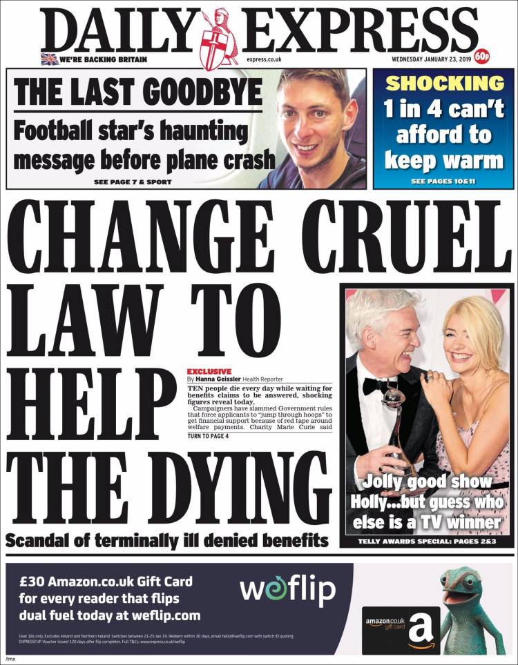 Portada de Daily Express (Reino Unido)