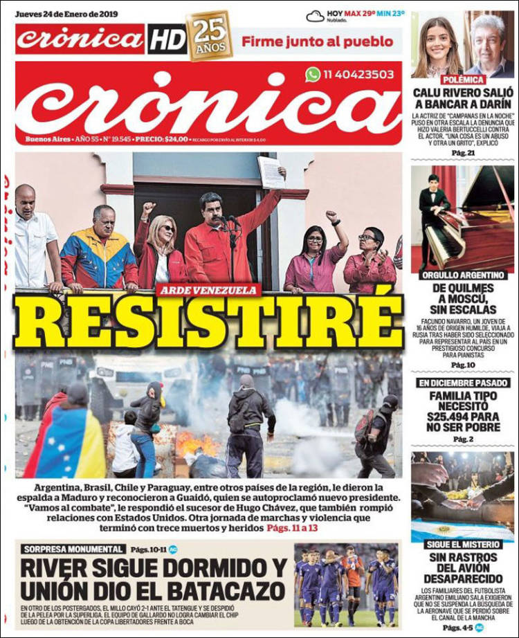 Portada de Crónica (Argentina)