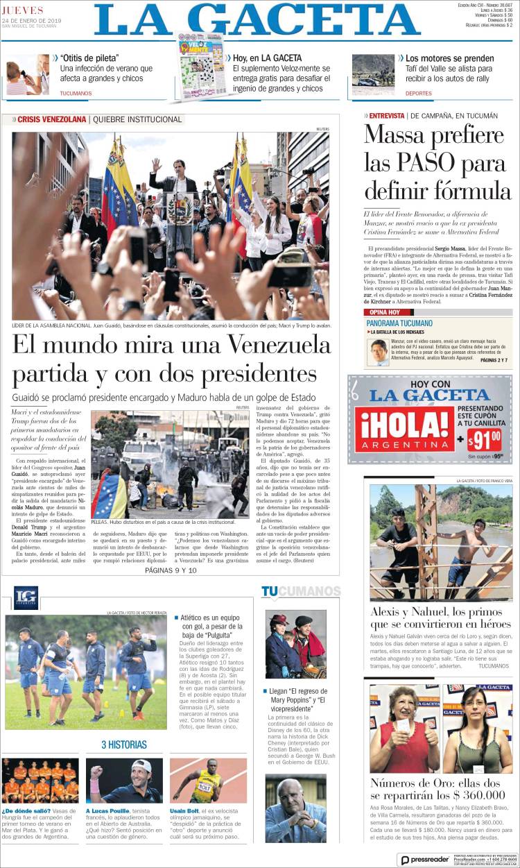 Portada de La Gaceta (Argentina)