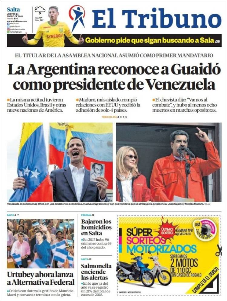 Portada de El Tribuno - Salta (Argentina)