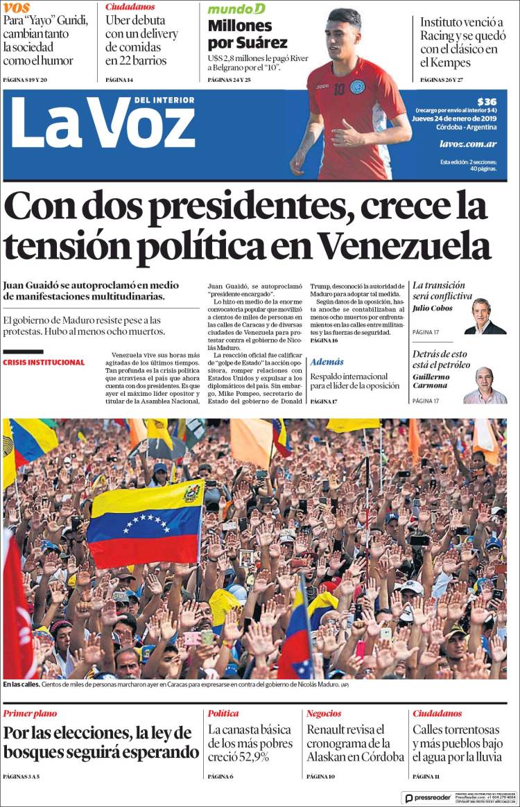 Portada de La Voz del Interior (Argentina)