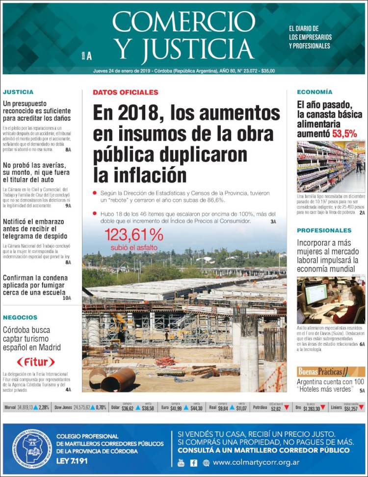 Portada de Comercio y Justicia (Argentina)