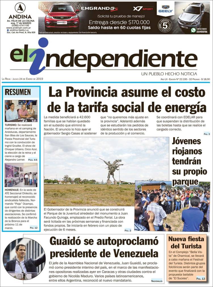 Portada de El Independiente (Argentina)