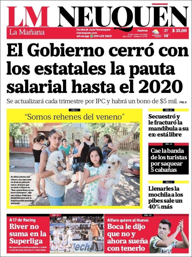 Portada de La Mañanade Neuquén (Argentina)