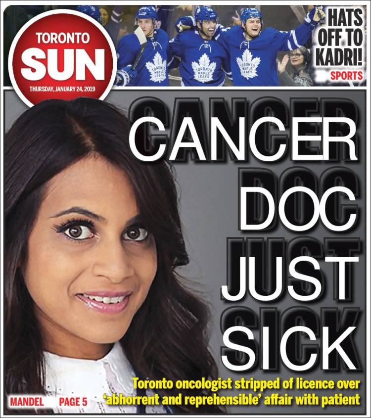 Portada de The Toronto Sun (Canada)