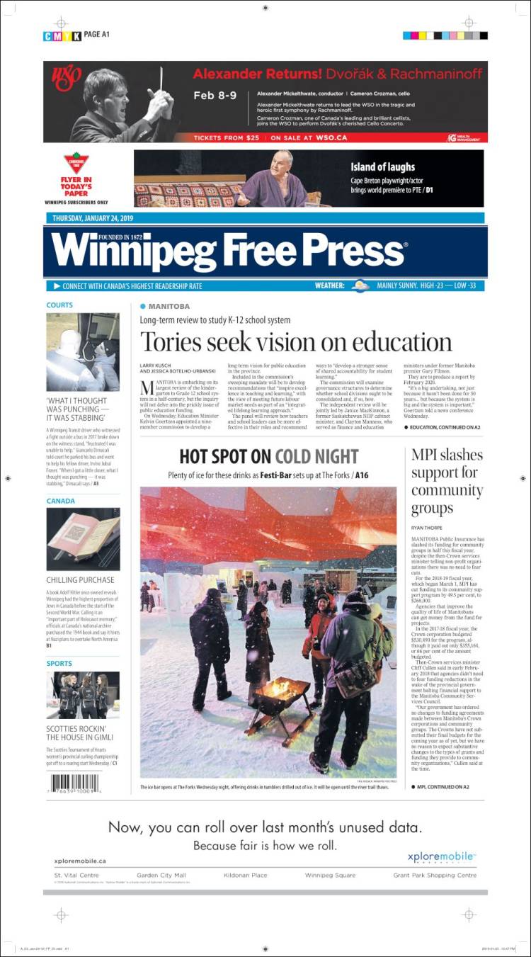 Portada de Winnipeg Free Press (Canada)