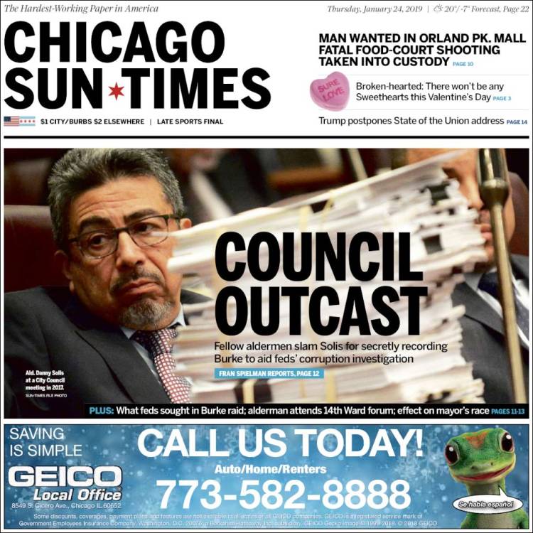 Portada de Chicago Sun-Times (USA)