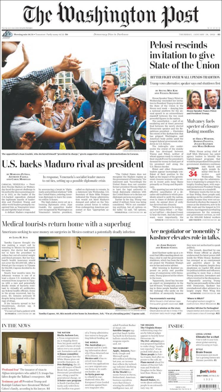 Portada de The Washington Post (USA)