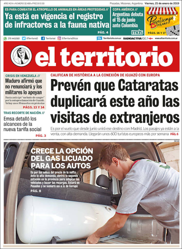 Portada de El Territorio (Argentina)
