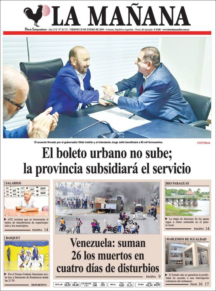Portada de Diario La Mañana (Argentina)