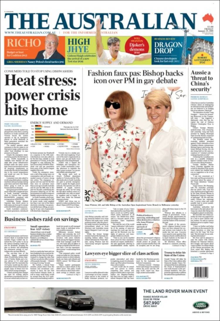 Portada de The Australian (Australia)