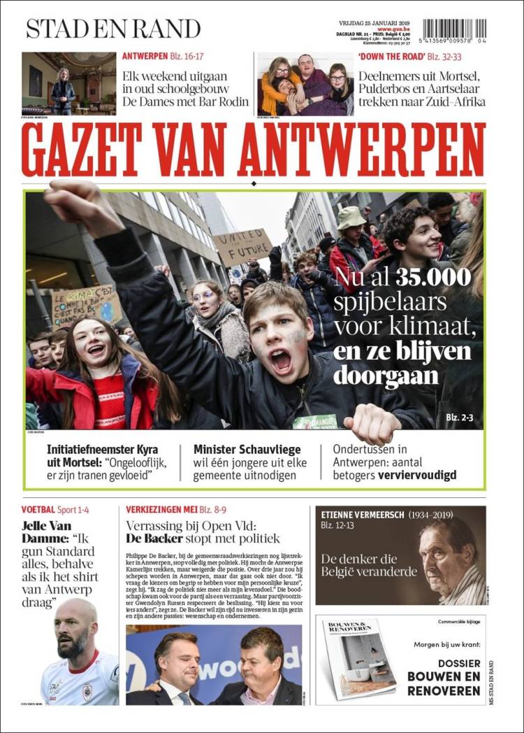 Portada de Gazet van Antwerpen (B&eacute;lgica)