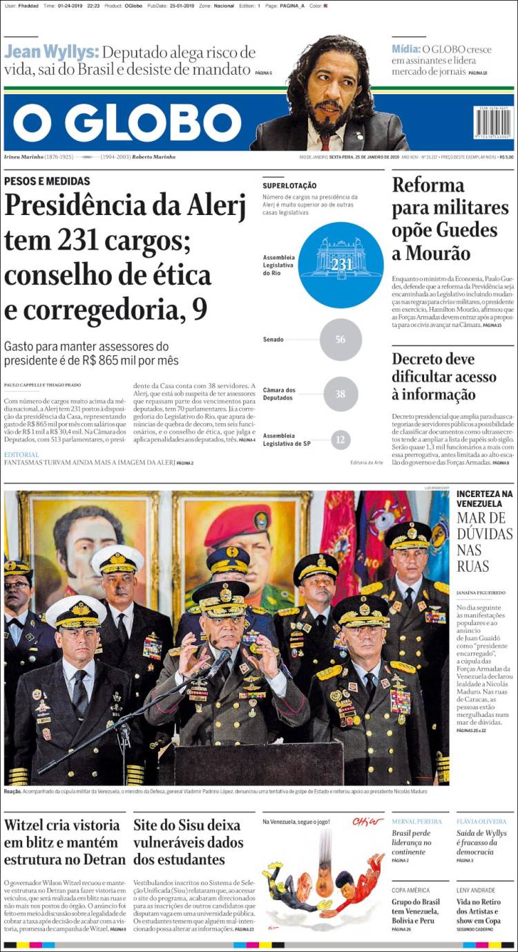 Portada de O Globo (Brasil)