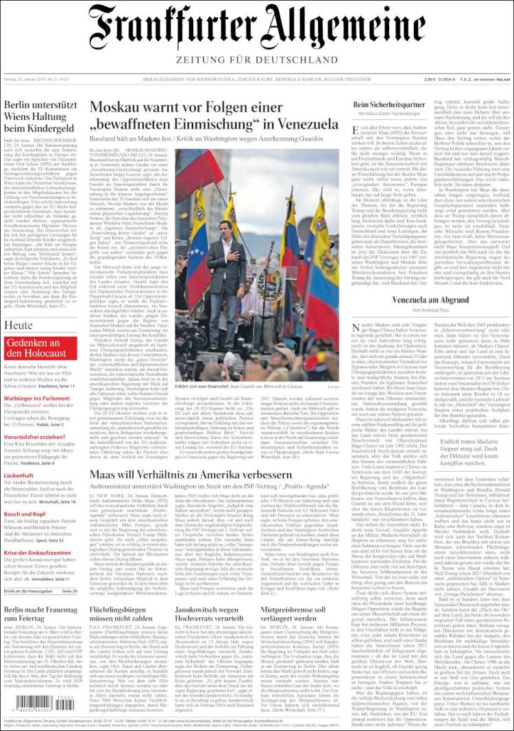 Portada de Frankfurter Allgemeine (Alemania)