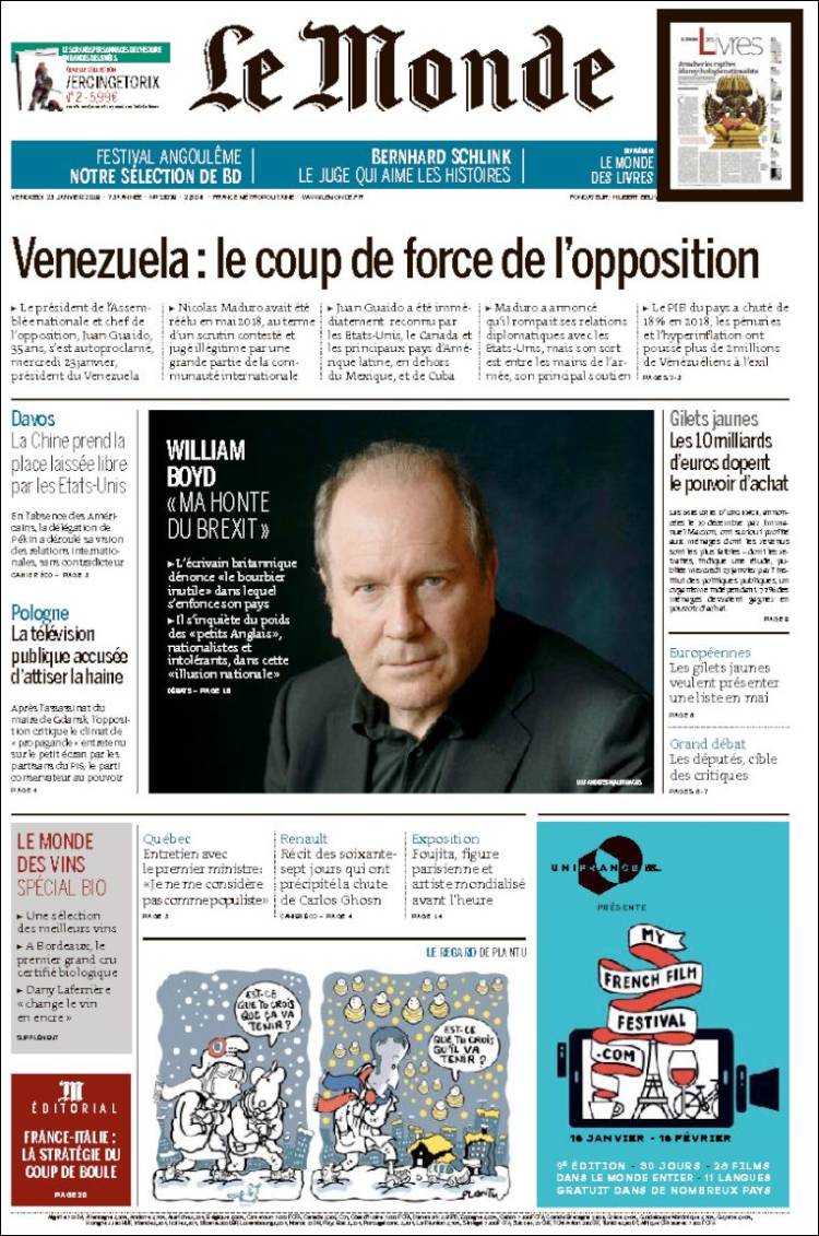 Portada de Le Monde (Francia)