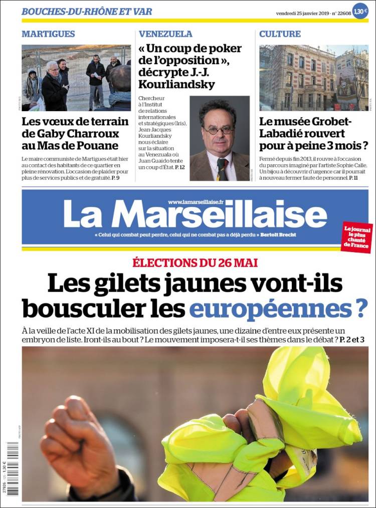 Portada de La Marseillaise (Francia)