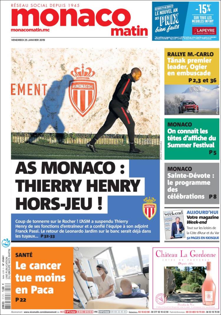 Portada de Nice-Matin (Francia)