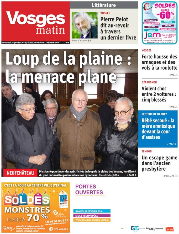 Portada de Vosges Matin (Francia)