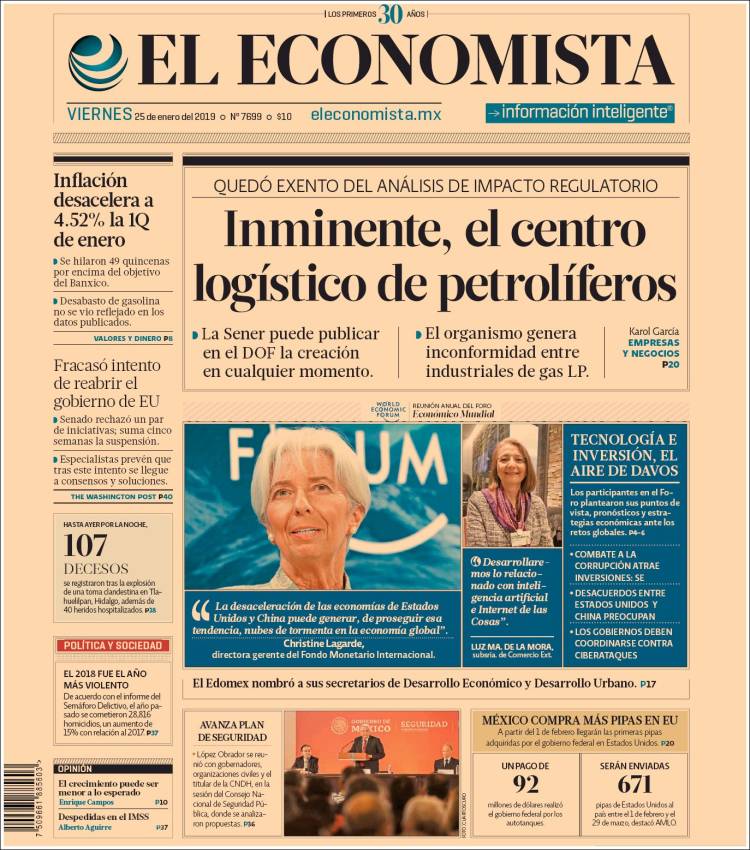 Portada de El Economista (México)