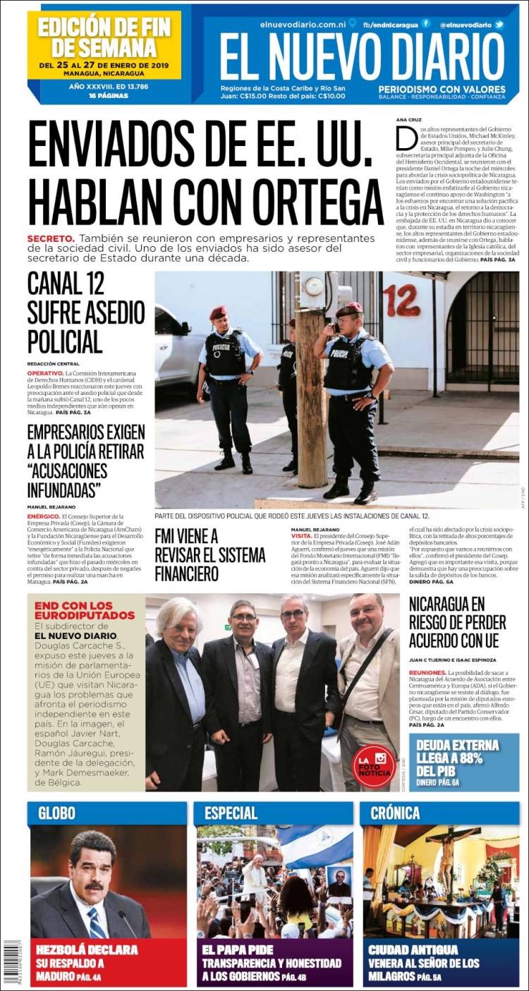 Portada de El Nuevo Diario (Nicaragua)