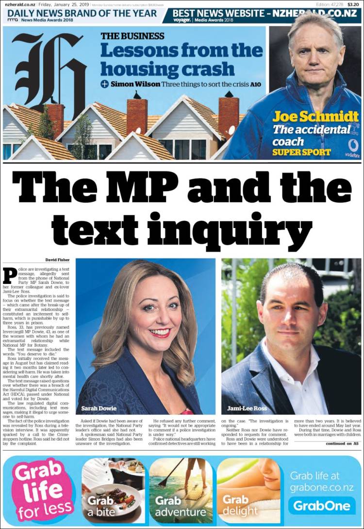 Portada de The New Zealand Herald (Nueva Zelanda)