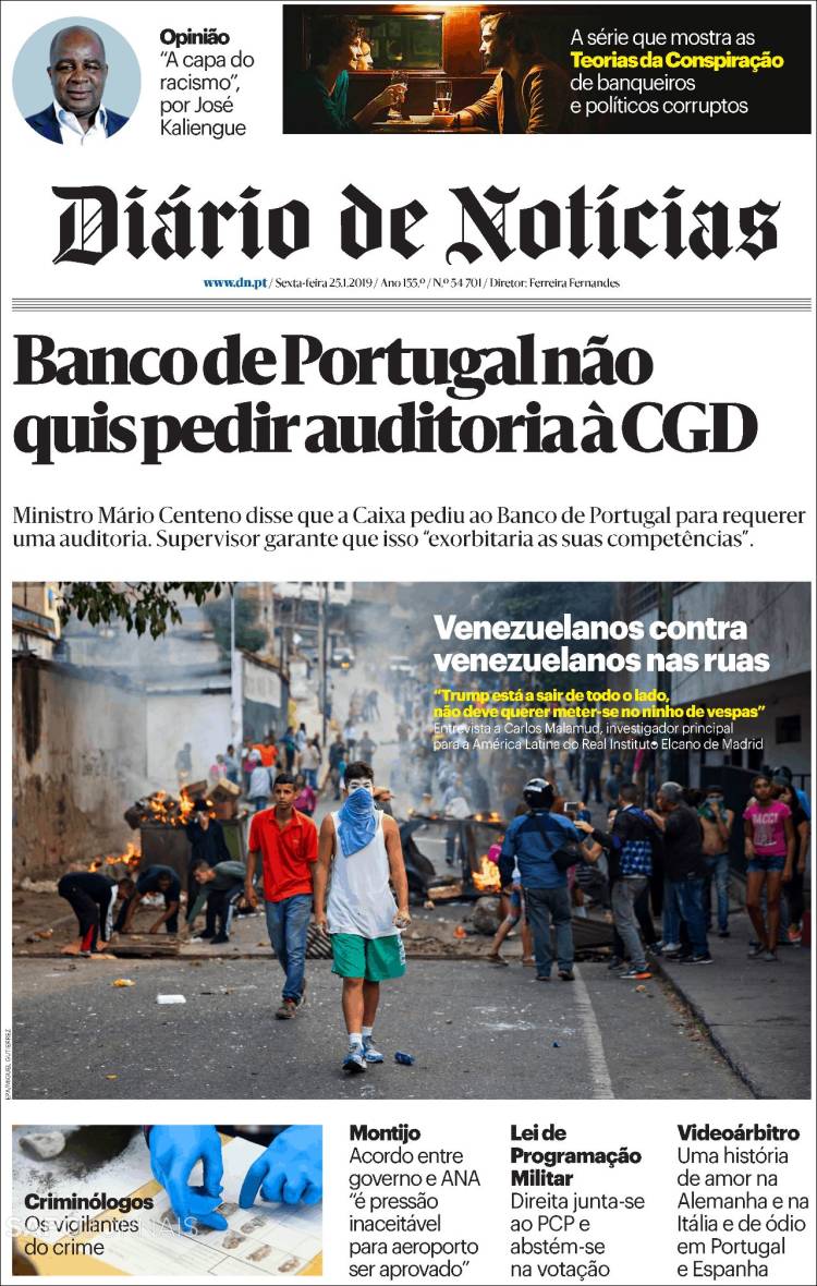 Portada de Diário de Noticias (Portugal)