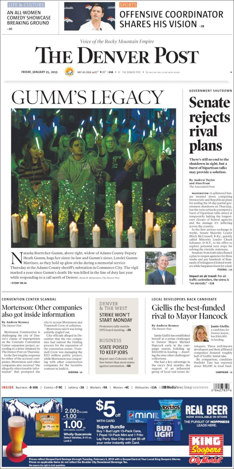 Portada de The Denver Post (USA)