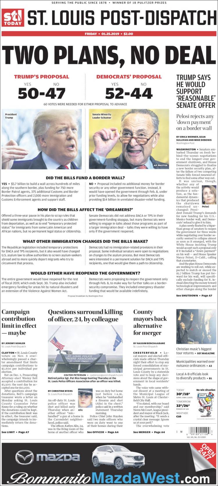 Portada de St. Louis Post-Dispatch (USA)