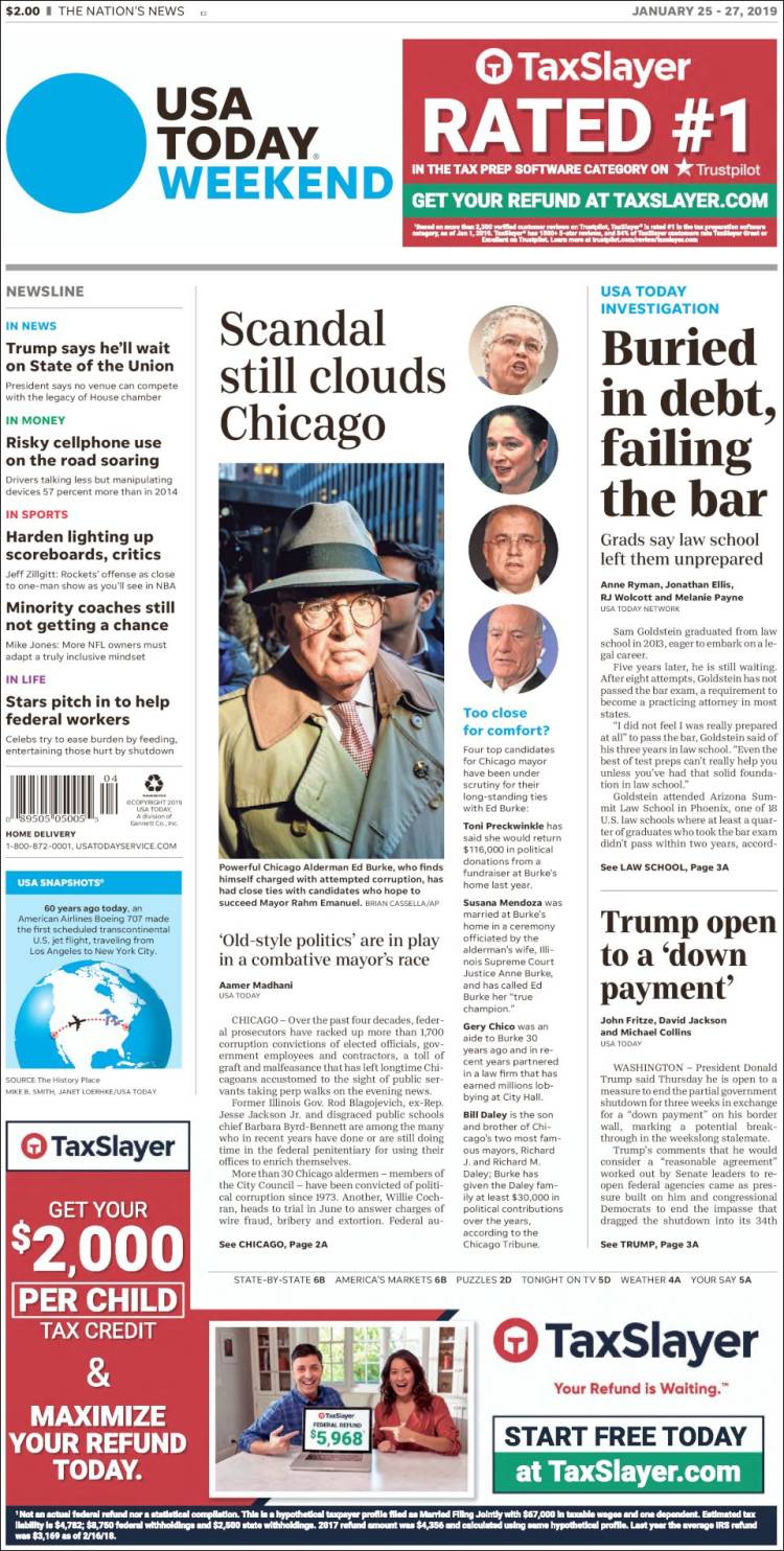 Portada de USA Today (USA)