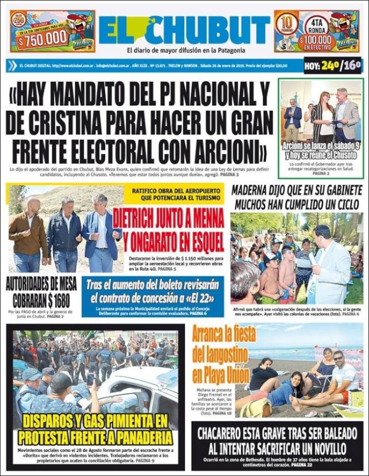 Portada de El Chubut (Argentina)