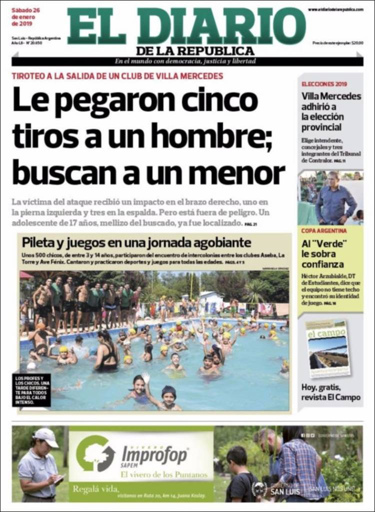 Portada de Diario de la República (Argentina)