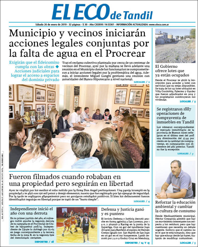 Portada de El Eco de Tandil (Argentina)