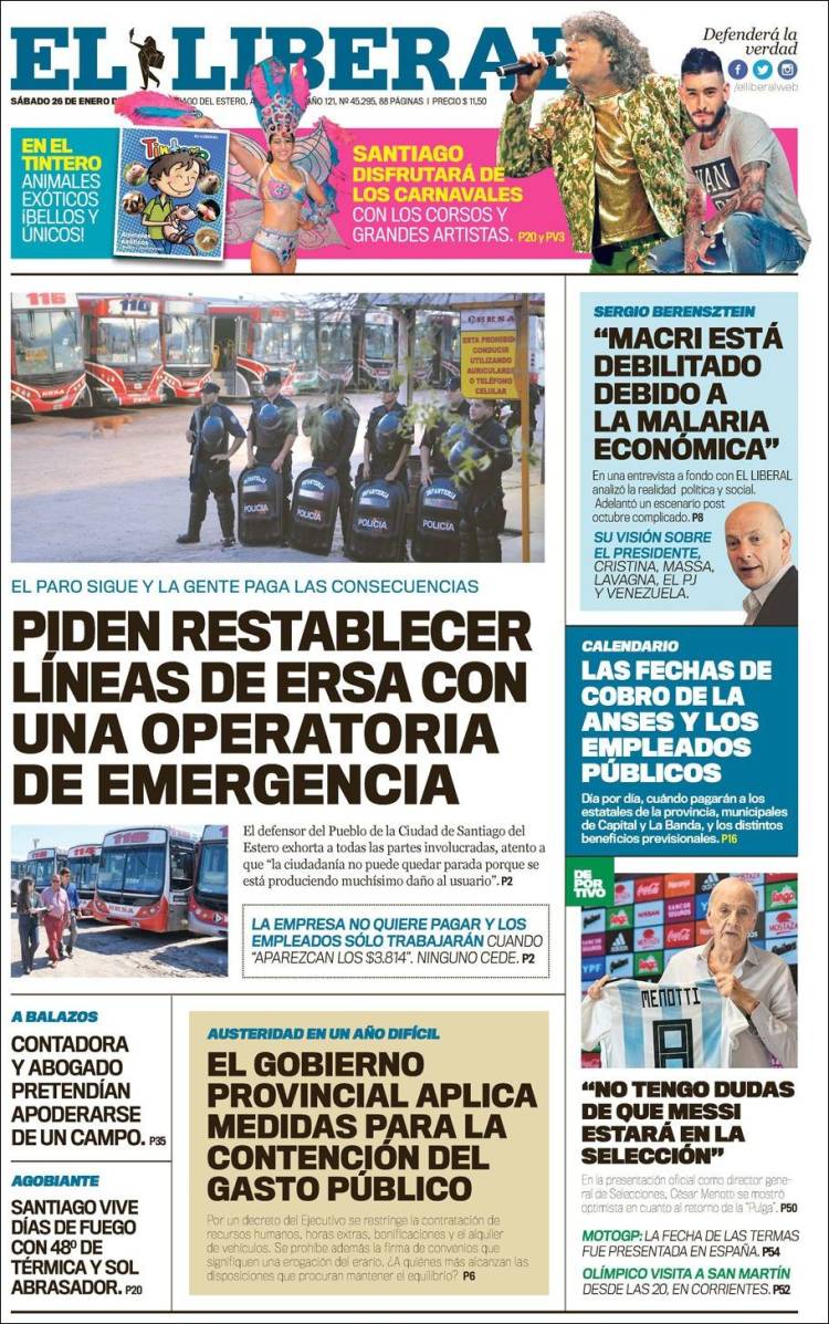 Portada de Diario El Liberal (Argentina)