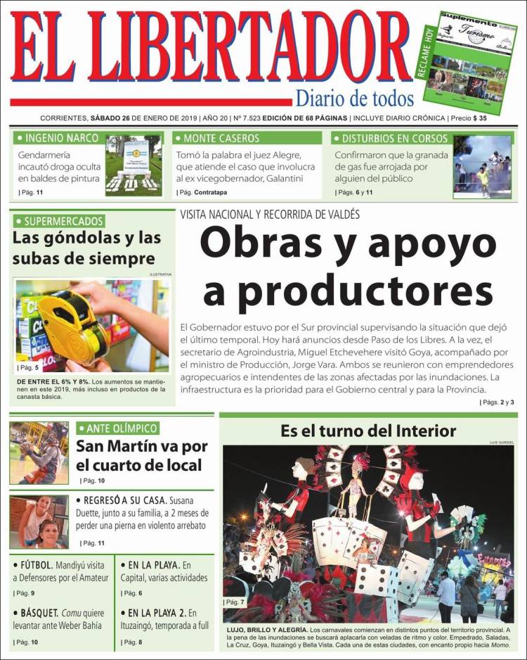 Portada de Diario El Libertador (Argentina)