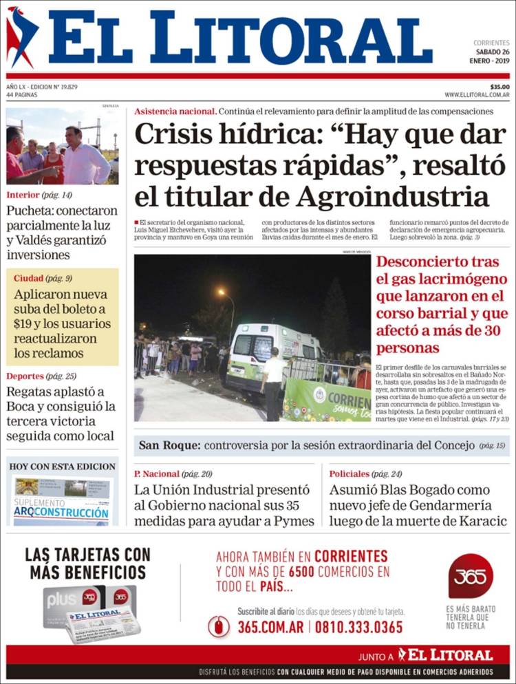 Portada de El Litoral Corrientes (Argentina)