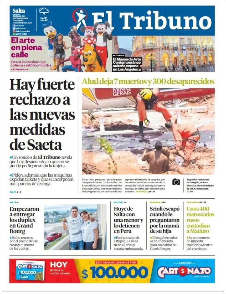 Portada de El Tribuno - Salta (Argentina)