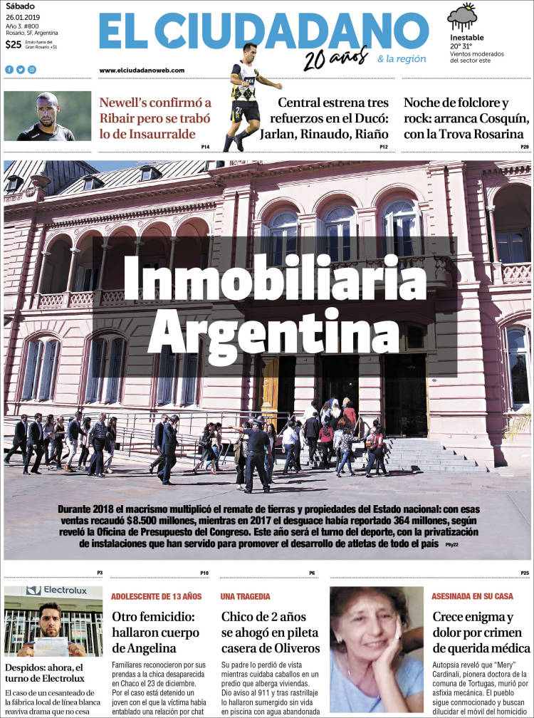 Portada de Diario El Ciudadano (Argentina)