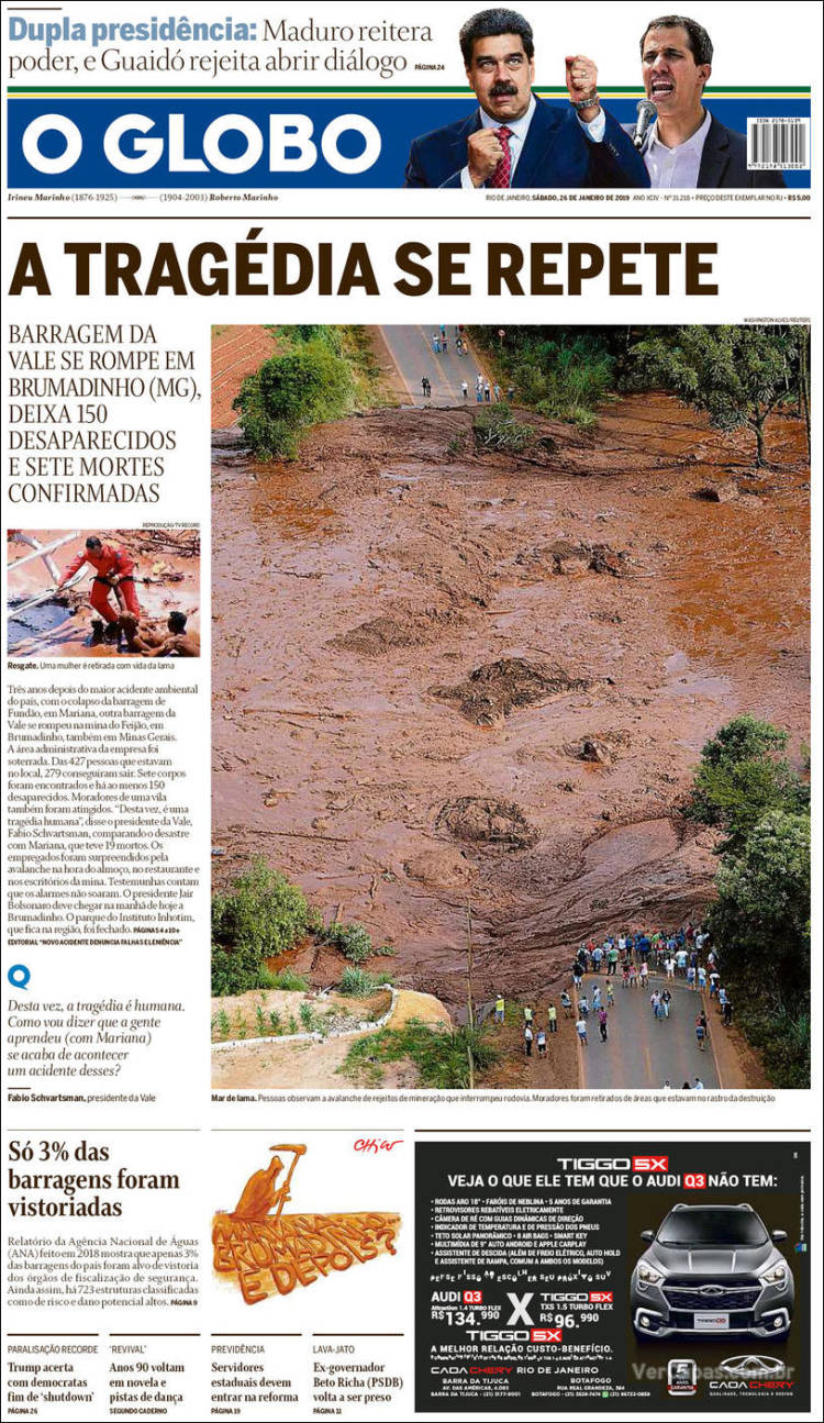 Portada de O Globo (Brasil)