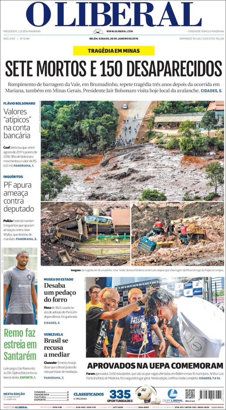 Portada de O Liberal (Brasil)