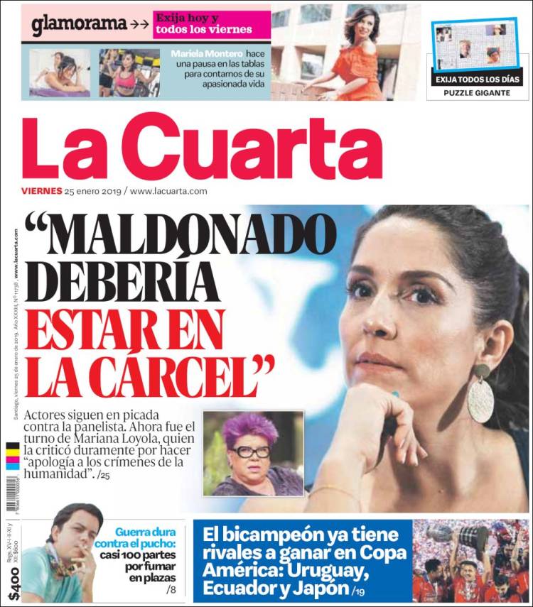 Portada de La Cuarta (Chile)