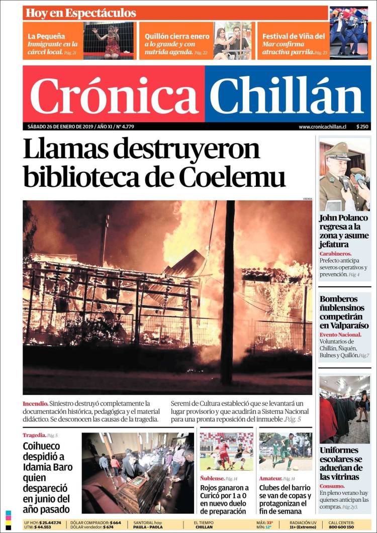 Portada de Crónica Chillán (Chile)
