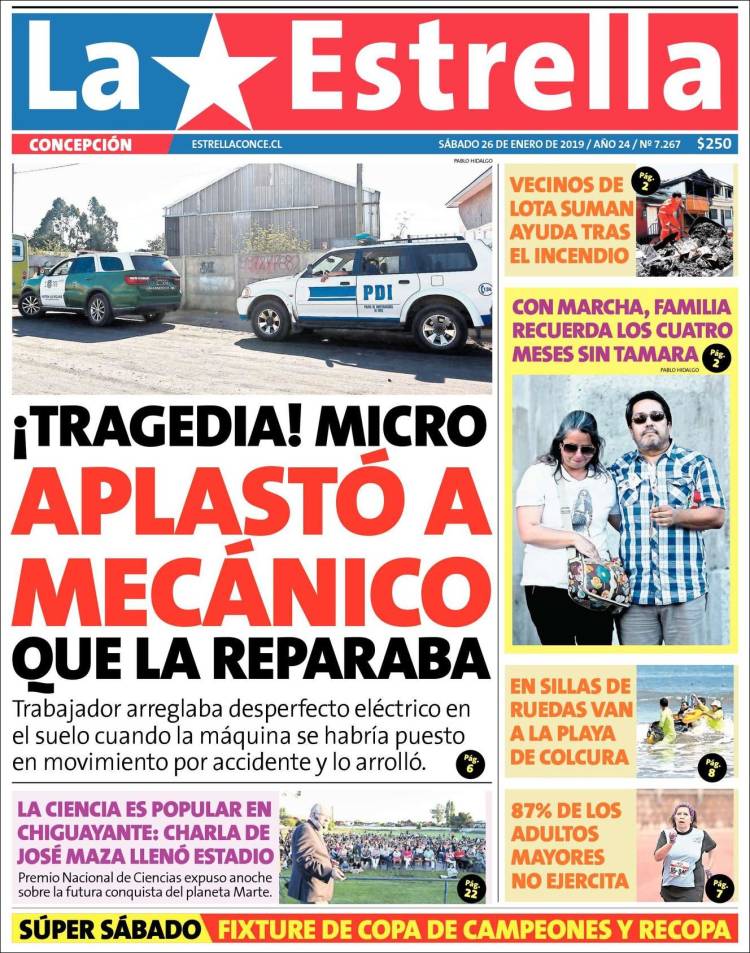 Portada de La Estrella de Concepción (Chile)