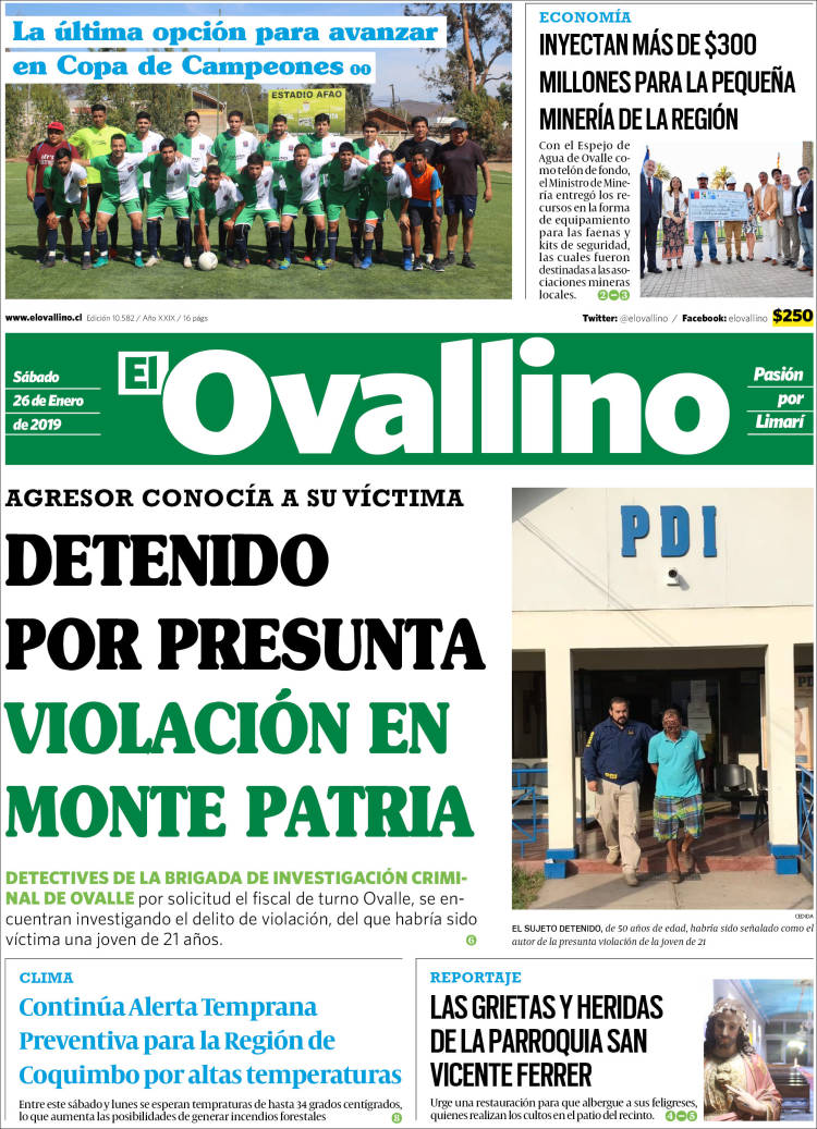 Portada de El Ovallino (Chile)