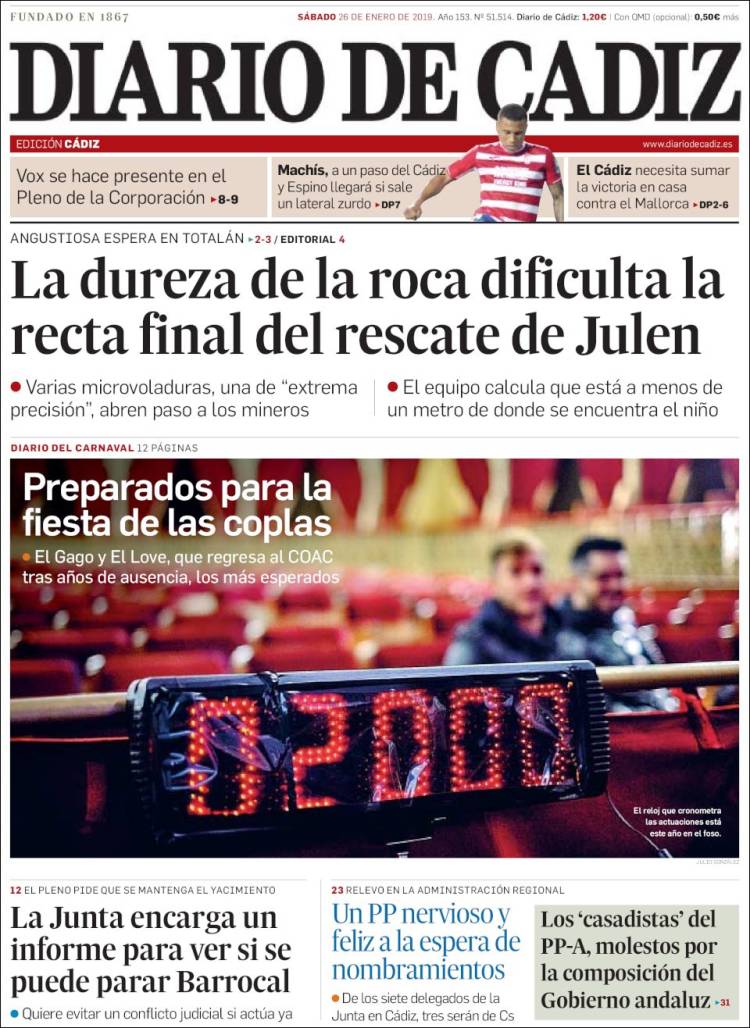 Portada de Diario de Cádiz (Espa&ntilde;a)