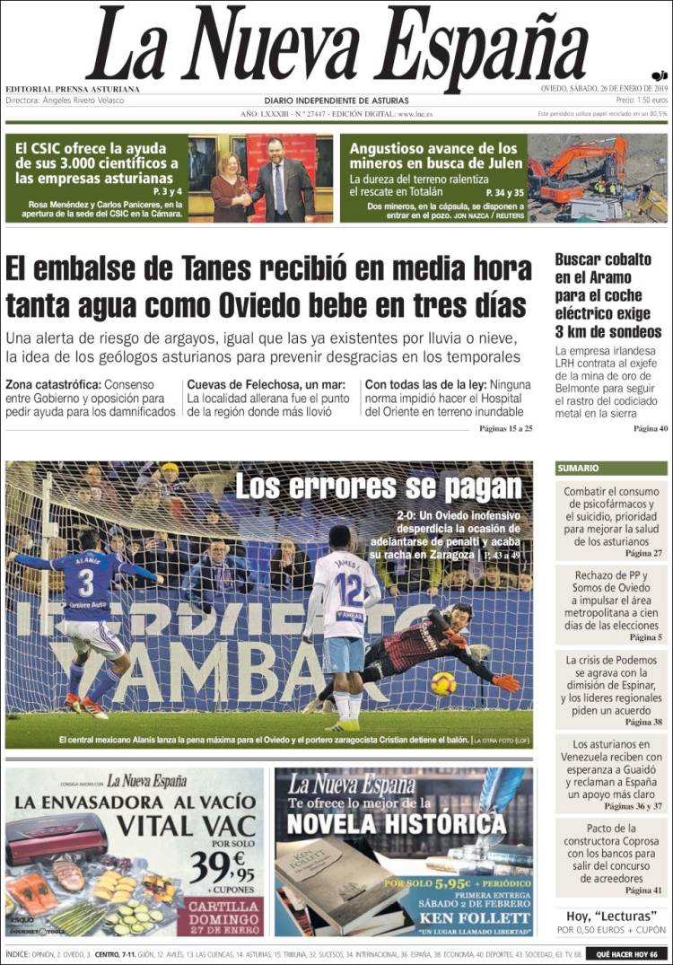 Portada de La Nueva España (Espa&ntilde;a)