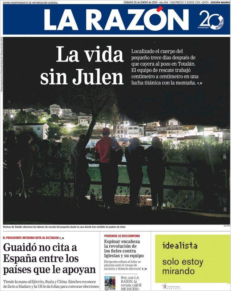 Portada de La Razón (Espa&ntilde;a)