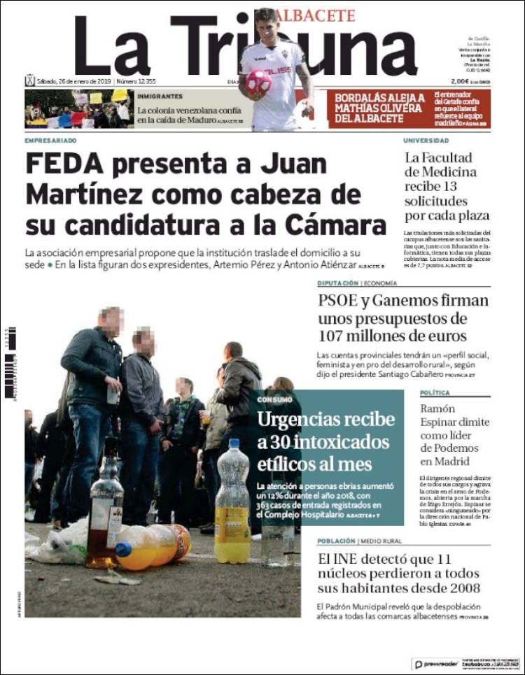 Portada de La Tribuna de Albacete (Espa&ntilde;a)