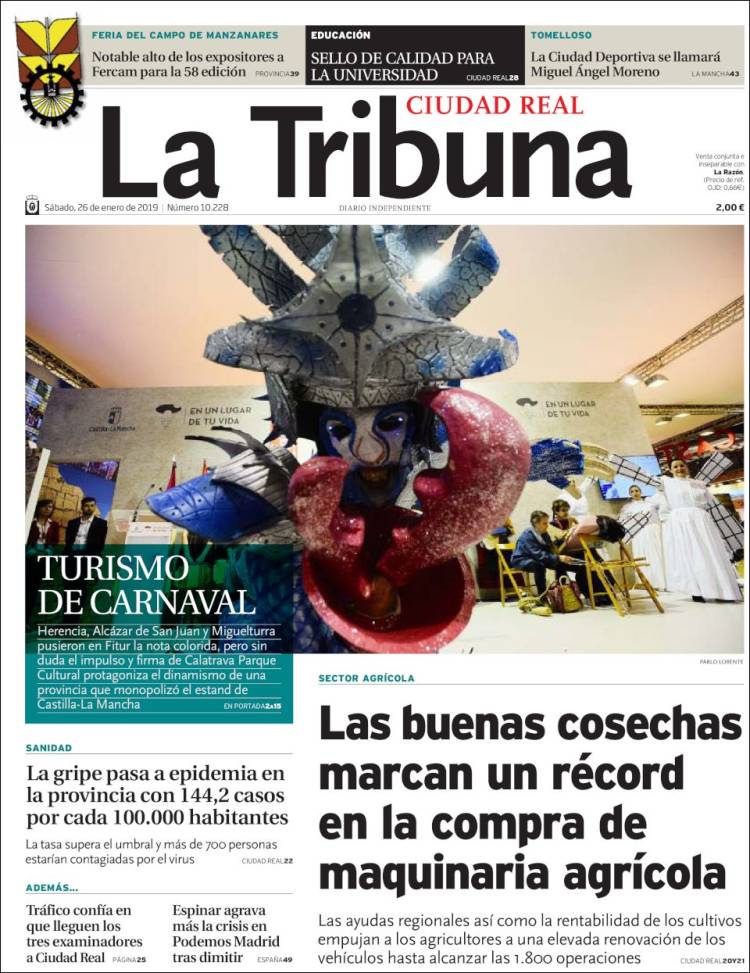 Portada de La Tribuna de Ciudad Real (Espa&ntilde;a)